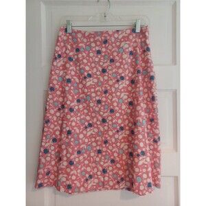Boden pink cherry print cotton midiskirt US 8Long/UK 12L A-line preppy classic